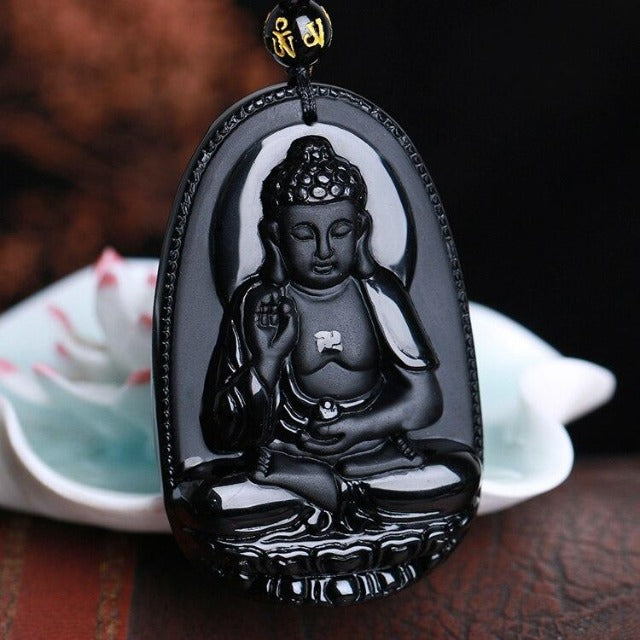 Wisiorek Budda z Obsydianu